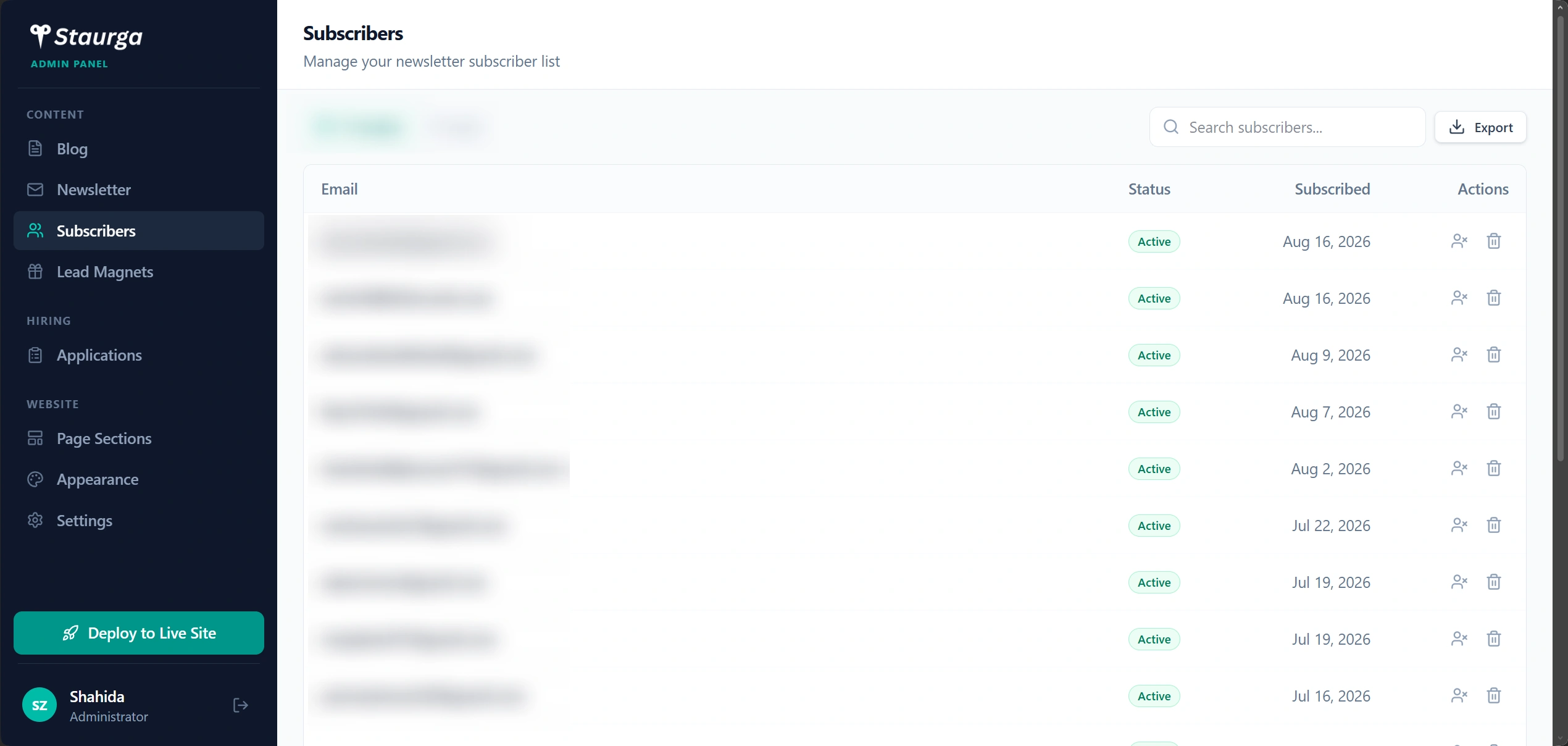 Custom Staurga Admin Panel CRM